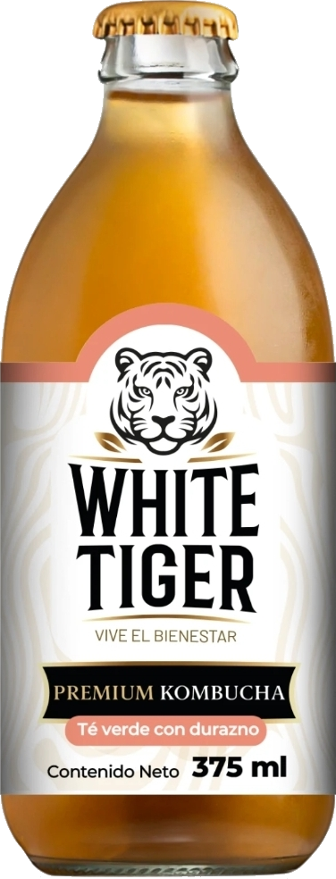 Botella White Tiger Kombucha sabor Durazno